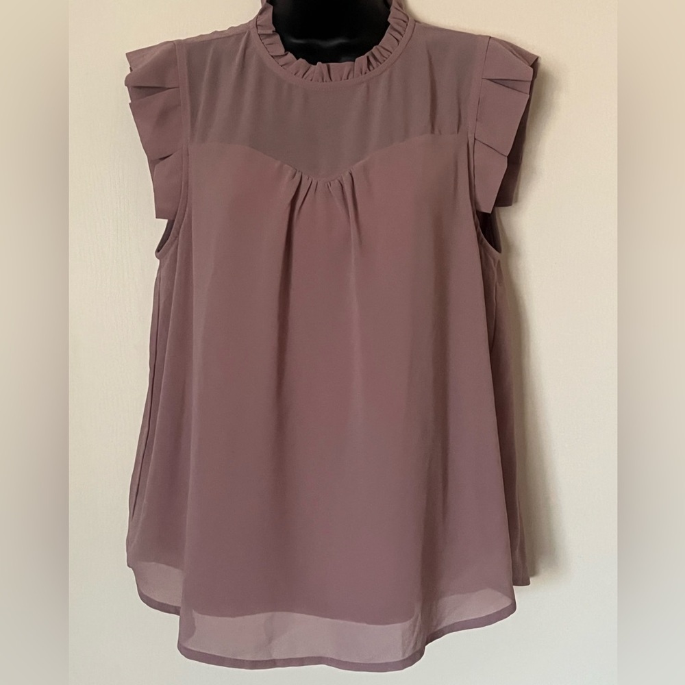 Monteau Mauve Ruffle Sleeve Blouse